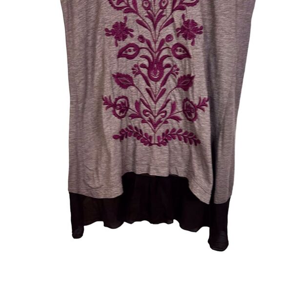 Johnny Was Embroidered Gray Long Sleeve Boho Tunic Shirt Size Small - Picture 8 of 8